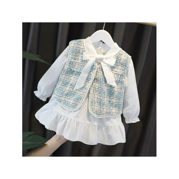 Little Girls Infant Skirt Dress Set Baby Princess Vest T-Shirt+Bowknot Short Skirt Set Flower Denim Clothes 1-6 Years 